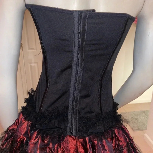 TORRID Womens Size 1 Black Lace Ruffle Corset Strapless Hook & Eye Closure Boned - Picture 7 of 16